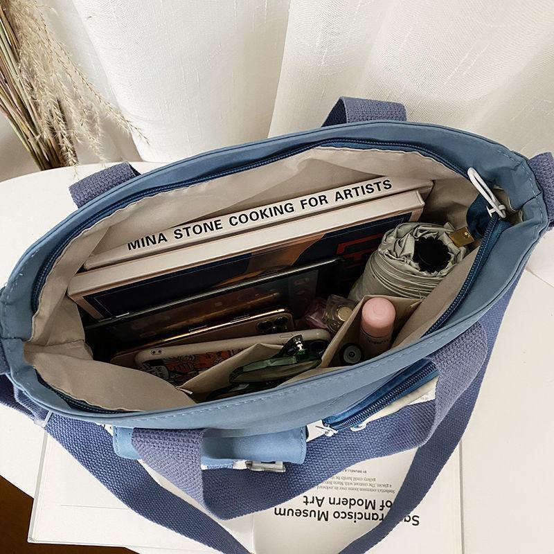 Холщовая сумка большой вместимости, женская сумка-мессенджер, корейская версия, универсальная сумка на плечо для девочек-студентов