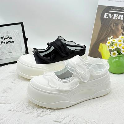 Женские летние сандалии Мэри Джейн 2025 года на толстой подошве, с сеткой, дышащие, повседневные, на липучке