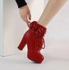 Женские ботильоны на шнуровке, женская обувь, милые кружевные ботинки в стиле Лолиты для косплея, женские ботинки на высоком каблуке, размер 43