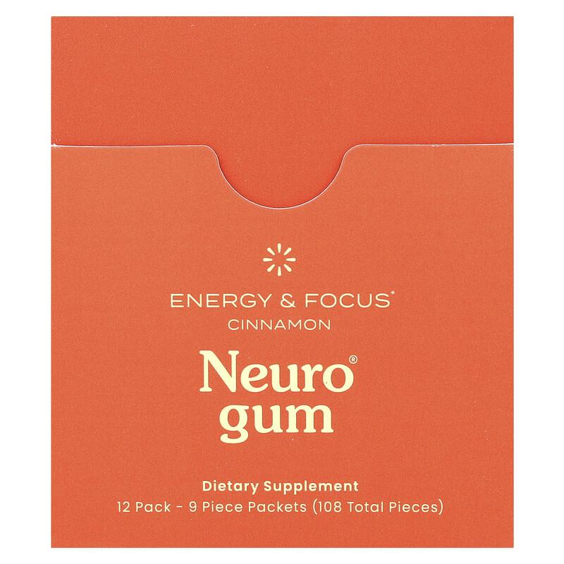Energy & Focus, Cinnamon, 12 Packs, 9 Pieces Each