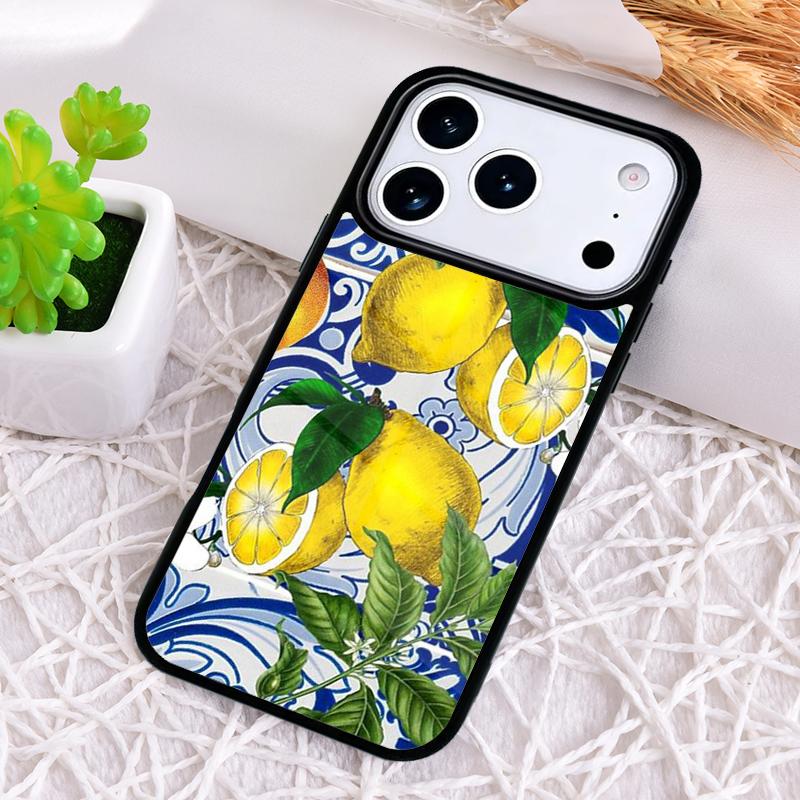 Средиземноморская лимонная противоударная чехол-накладка для iPhone 17 Air 16e 15 11 12 14 13 Pro Max