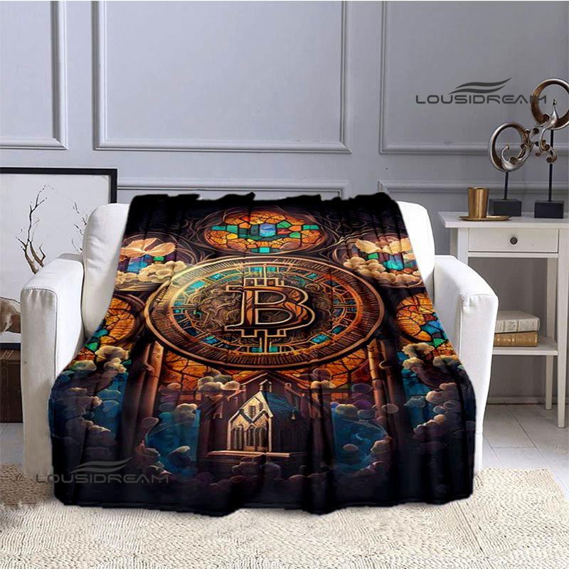 Bitcoin Fashion Printed Blanket Kids Warm Blanket Flannel Soft Cozy Blanket Sofa Bed Blanket Travel Blanket Birthday Gift