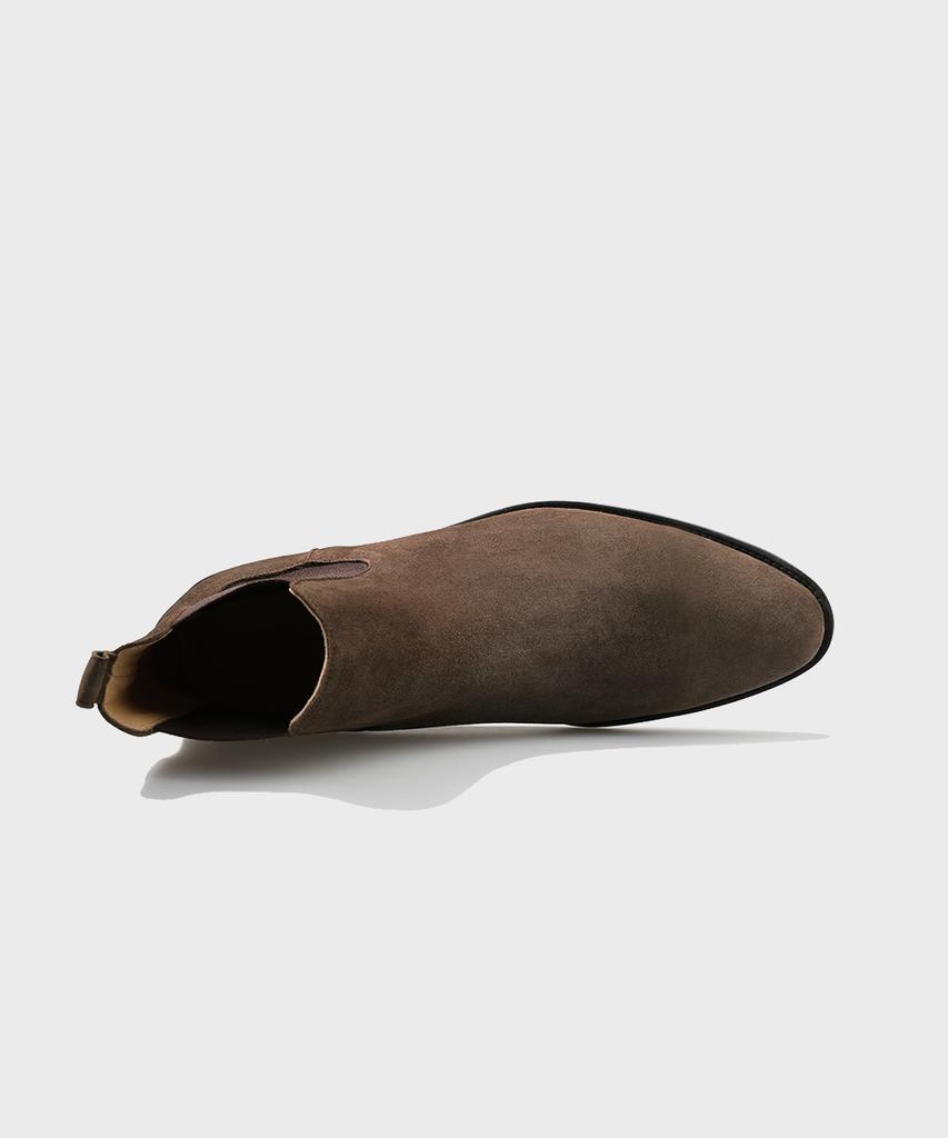 Firenze Atelier Slimline Black Sole Suede Chelsea Boots 3332-Qs [Dark Brown]