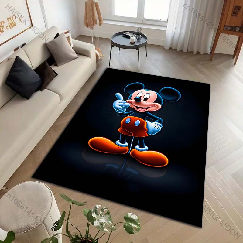 1PC Disney Mickey Mouse Print Cartoon Carpet for Living Room Bedroom Kid's Room Home Decor Area Rug Non-slip Mat Luxury Gift