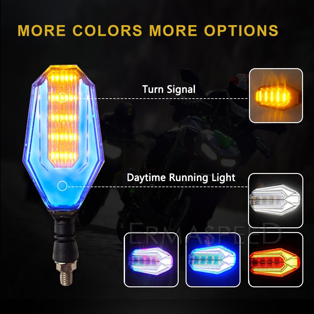 Двухцветные светодиодные индикаторы для мотоцикла, мигалка, пара янтарных сигналов поворота для электронного велосипеда, скутера, мотоцикла для мотокросса