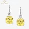 Yellow High Carbon Diamond Earrings 925 Sterling Silver 14*14mm Drop Earrings Unique Design Romantic Fine Jewelry Wedding Party Gifts 
