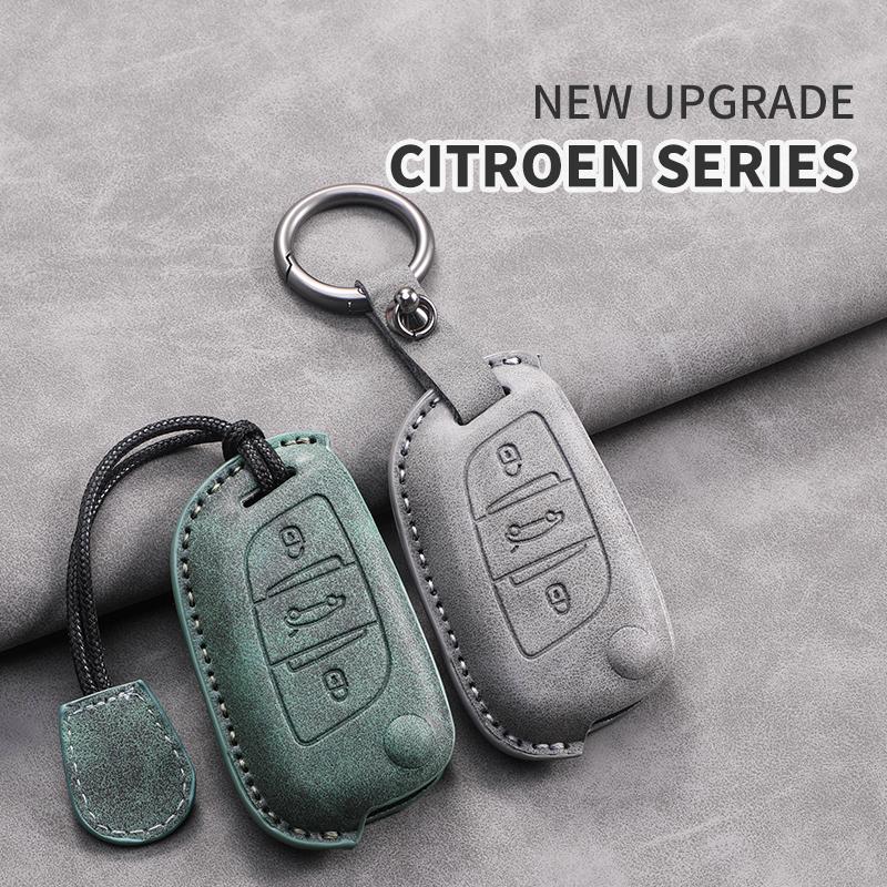 For Citroen C2 C3 C4 C5 C6 C8 DS4 for Peugeot 107 207 306 307 407 308 607 New Sheepskin Car Flip Key Case Cover Shell Fob