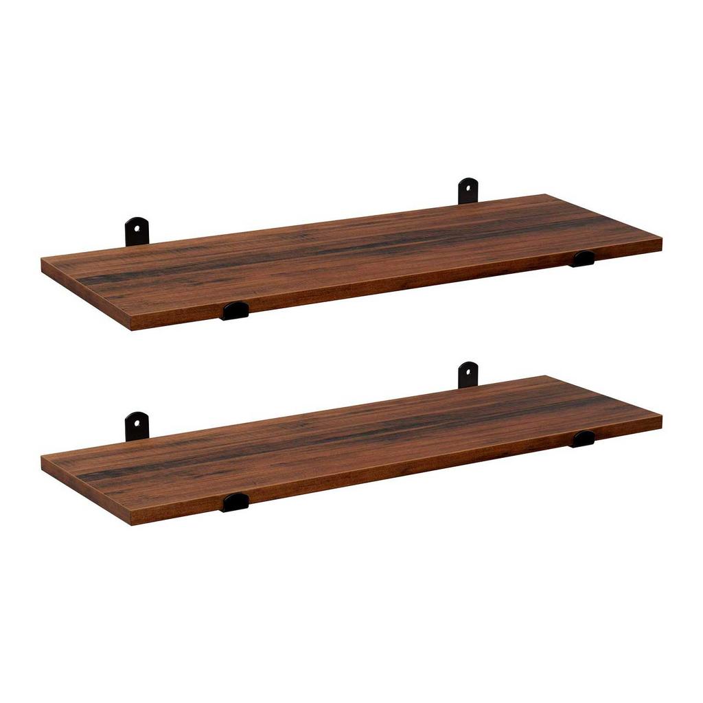 SONGMICS Wall Shelves Set of 2, 60 x 20 x 7 cm, Floating Shelves, Decorative Shelves, Retro Style, for Bedroom Living Room Kitchen Hallway