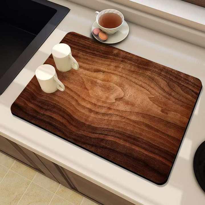 Nordic Style Wooden Pattern Kitchen Countertop Absorbent & Drying Pad