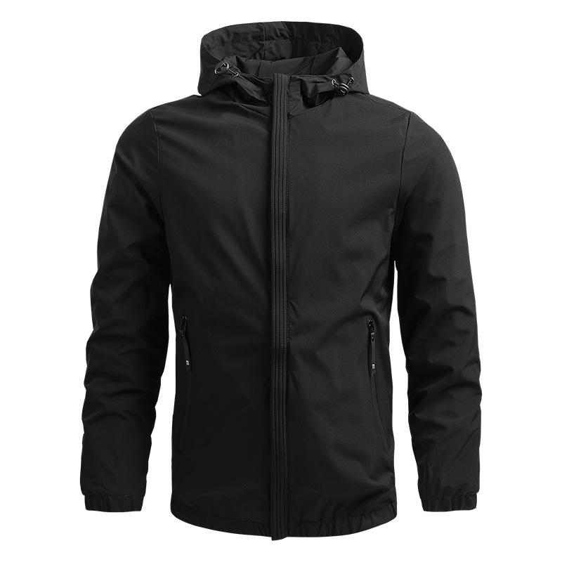 Men's Lightweight Softshell Hooded Jacket Ourdoor Windproof Breathable Multi-pocketed Solid Jackets Water Resistant Hiking Windbreaker Jackets for Men