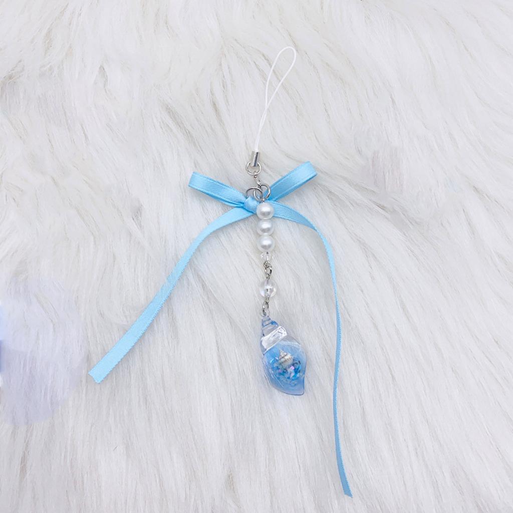 Chic Conch Phone Pendant Bowknot Keychain Phone Charm for Women Stylish Phone Decoration for Bag Purse Backpack
