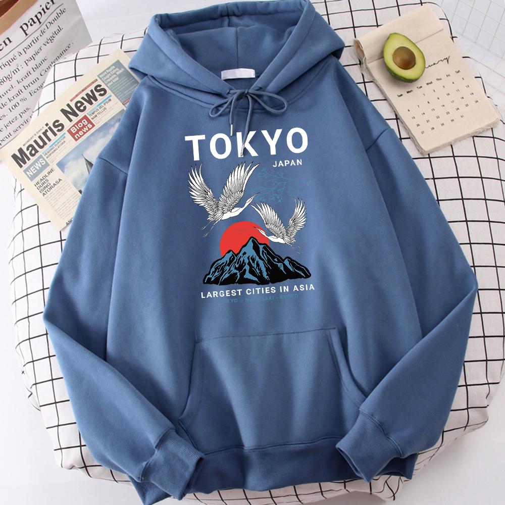 Токио Нагасаки Киото Гора Журавля Печатные Толстовки Мужские Простые Осенние Худи Уличные Теплые Худи Мягкая Модная Одежда