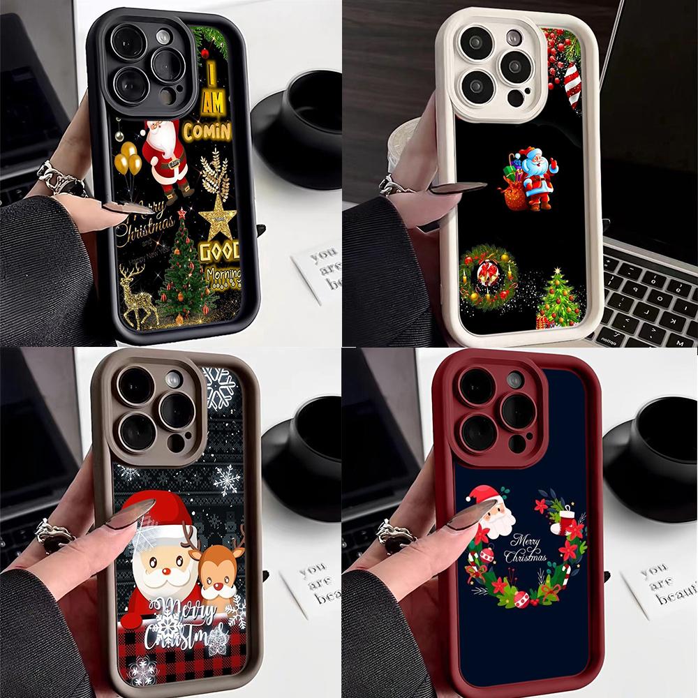 N108 Happy New Year Christmas Desig Soft Angel Eyes Phone Cases for Samsung S23 S24 Ultra S21FE A54 A34 A13 A14 A06 A24 Realme12 OPPO Shockproof Cover
