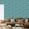 Polynesian Geometric Pattern Turquoise Wallpaper 50x1000