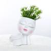 Face Planter Pot - Head Face Planter Flower Pot Double Flower Pots In One for Indoor Outdoor Plants Resin Head Planter with Drainage Hole