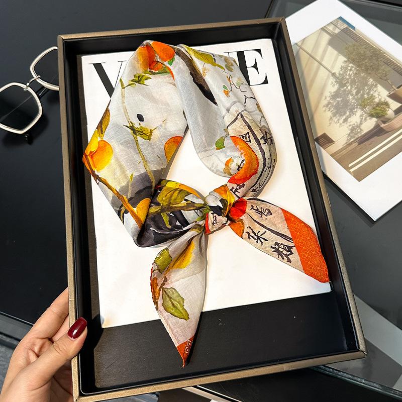 30% Silk 70% Cotton Scarf Women Square Neck Shawls Wraps for Ladies Foulard Scarves Pashmina Female Hijab Bandana Bufanda 70cm