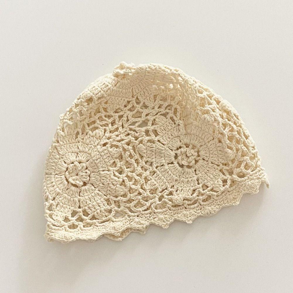 Thin Crochet Flower Hat Bohemian Style Hollow Out Knitted Hat Cute Weave Cap  Spring and Summer