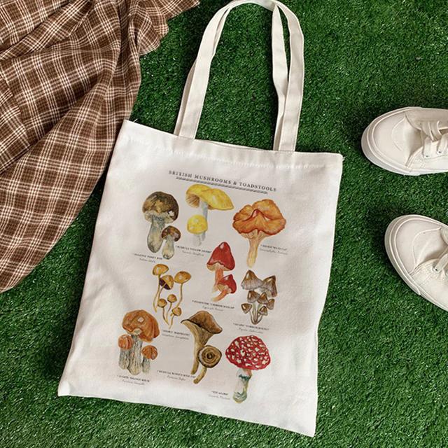 Fruit Print Floral Canvas Tote Bag Korean Style Shopping Bag Women's Daily Shoulder Bag Daisy Pattern Handbags