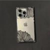 Прозрачный чехол с квадратной задней крышкой для защиты трубки для iPhone 14 Pro Max 11 12 15 Plus 16 ProMax 13, защита от окисления, чехол с лепестками и черными линиями