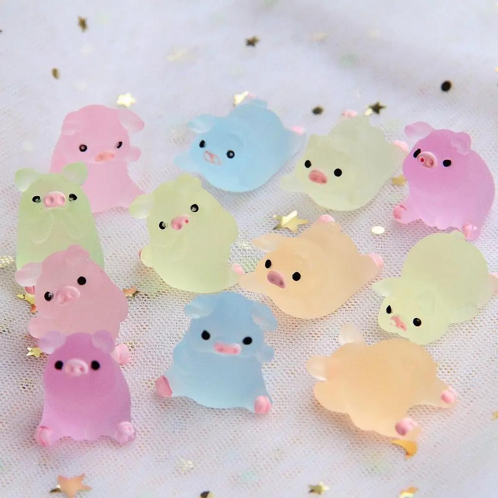 5 шт./10 шт./20 шт. Миниатюрная смоляная модель животного, поросенок, ночник, украшение для приборной панели автомобиля, кукольный домик своими руками, аксессуар для дома