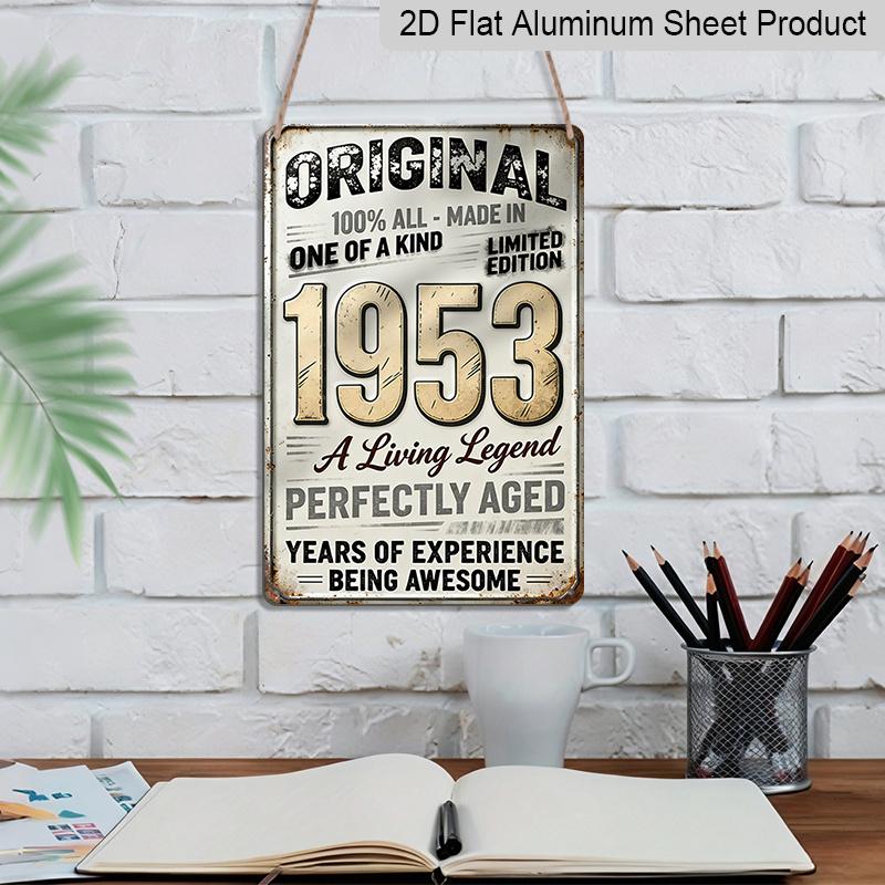 2D Flat Vintage Metal Aluminum Decorative Sign (8'' X 12''), Made in 1953, Perfectly Aged, Original Retro Wall Art, Living Legend Home Decoration for