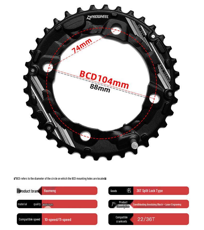 Горный велосипедный шатунный комплект Prowheel на 10/11 скоростей с полым дизайном и звездами 26T/36T/38T для ремонта велосипеда.