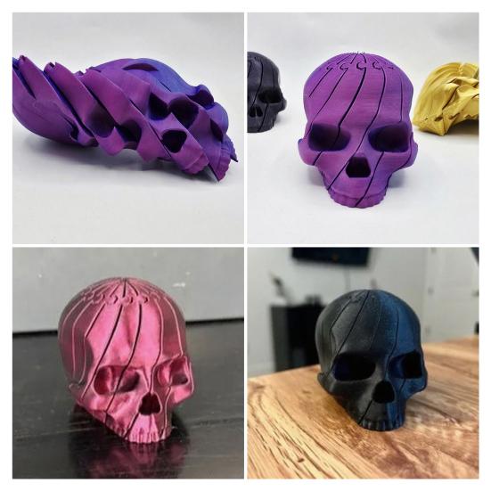 3D-печатный череп Спиральная сенсорная игрушка-антистресс Мини-гибкий череп Игрушка для снятия стресса для взрослых Детей Офис Дом Настольный декор