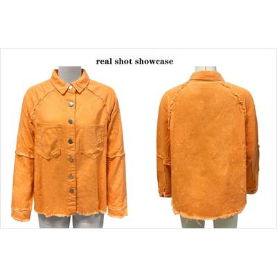 Осенняя женская джинсовая куртка с длинным рукавом, свободная куртка миди с необработанным краем