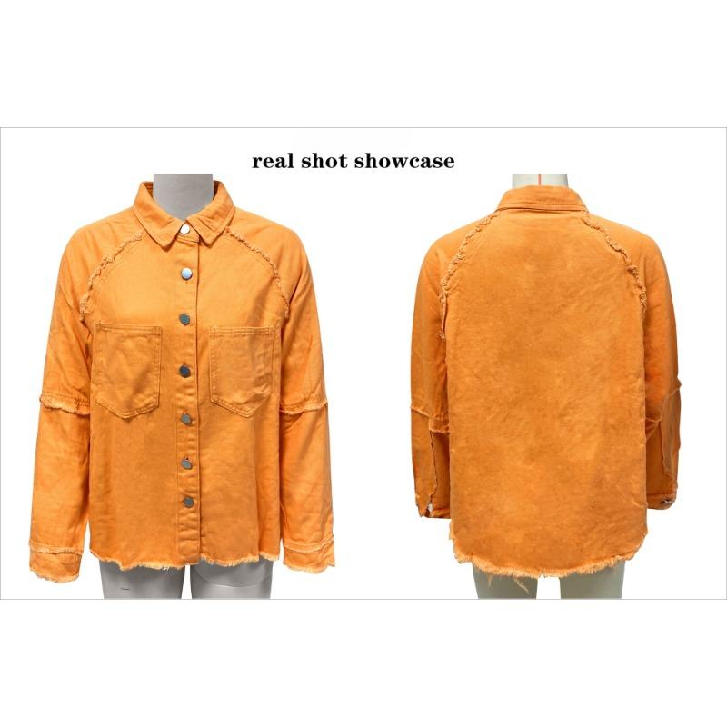 YYFS Осенняя женская джинсовая куртка с длинным рукавом, свободная куртка миди с необработанным краем