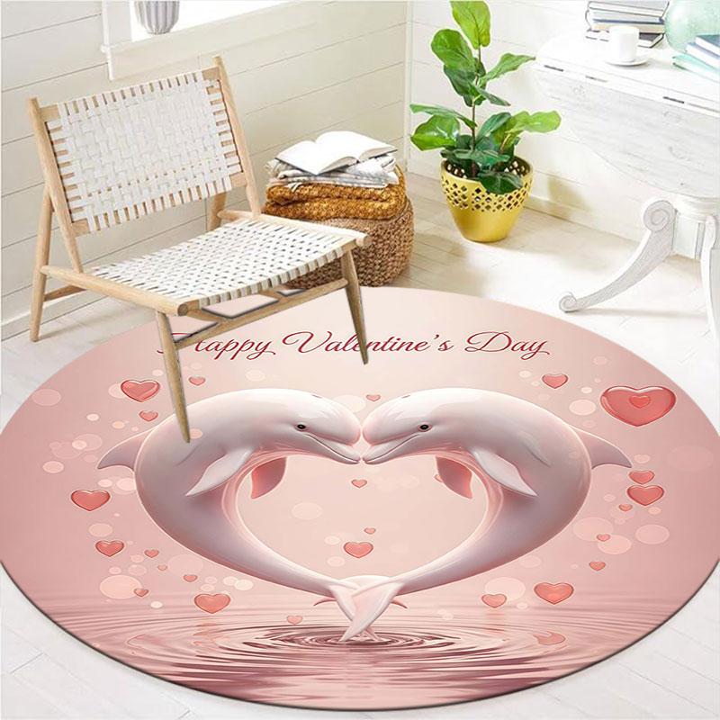 LoveAnimals Round Area Rug,Carpet Rug for Living Room Bedroom Sofa Playroom Decor,Non slip Floor Mat