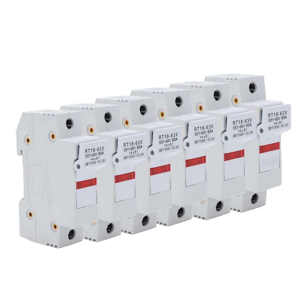 RT18 63X Rail Mounted Fuse Holder Base with LED Light for RO16 14x51mm Fuse Core 63A 500 690V