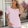 Весенне-летняя однотонная блузка с квадратным вырезом и короткими рукавами, модный свободный топ для женщин