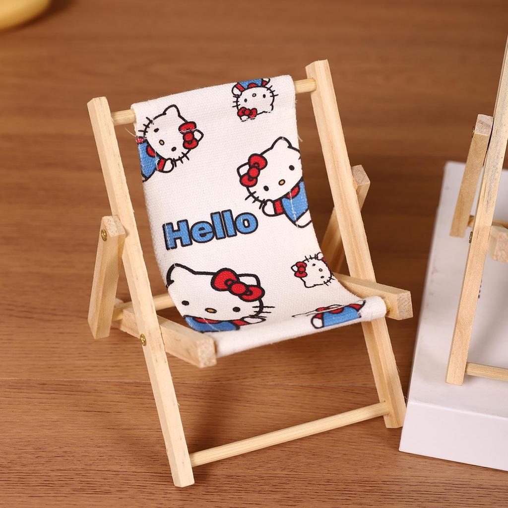 Foldable Wooden Beach Chair Phone Holder: Creative, Lazy Person Photo Stand & Desktop Ornament