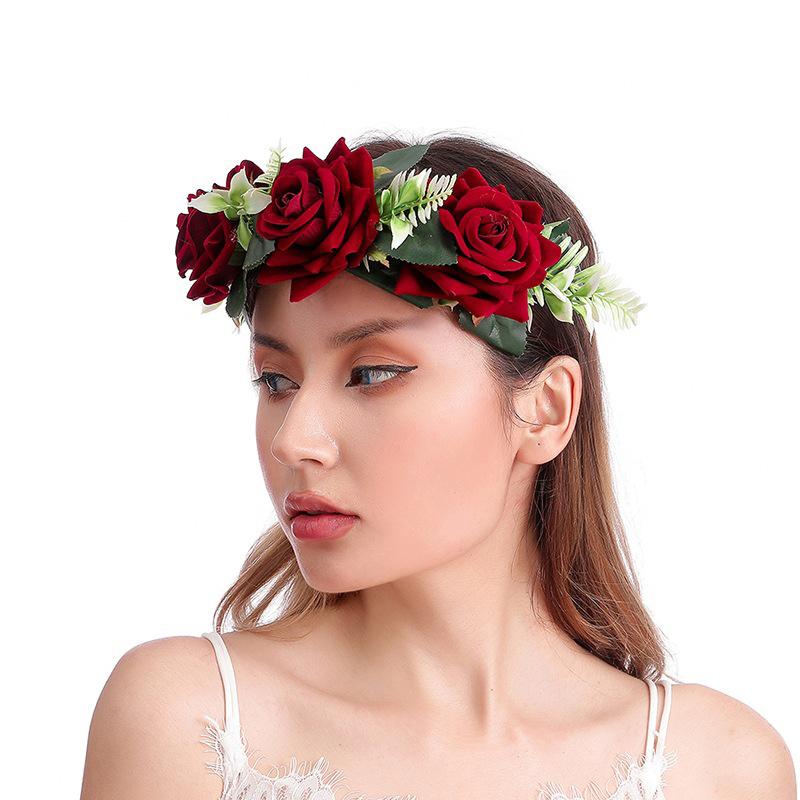 Искусственная гирлянда на голову на Хэллоуин, искусственная цветочная гирлянда на голову, фестиваль, бохо, хиппи, пляж