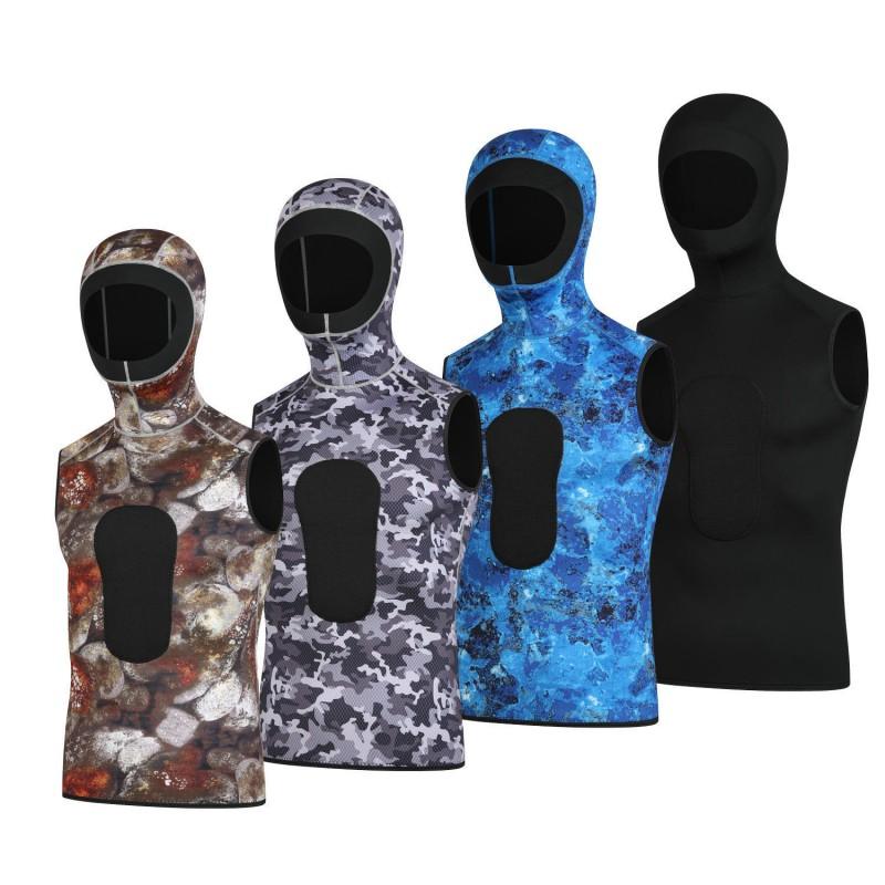 3mm Neoprene Wetsuit Vest Hooded Camo Dive Suit Scuba Snorkeling Surfing Swimming Thermal Protection Unisex Adult