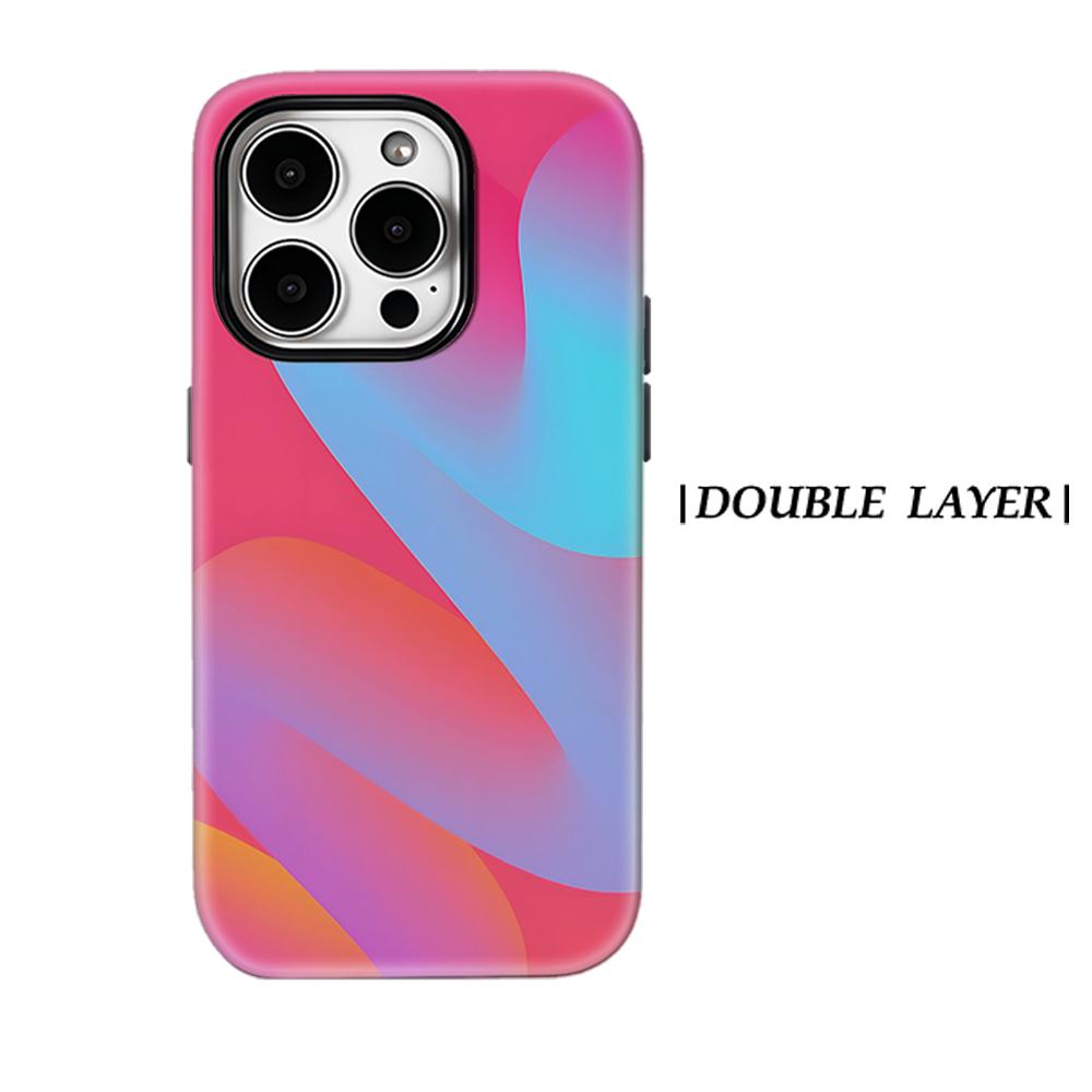 Pink Blue Gradient Swirl Phone Case for IPhone 17AIR 16E 16 15 14 13 12 11 17 Pro Max Plus Double-layer Back Cover