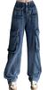MMTYRM Женские джинсовые брюки, длинные, свободный крой, широкие штанины, стрейч, потертые джинсы, прямые, синие, XL