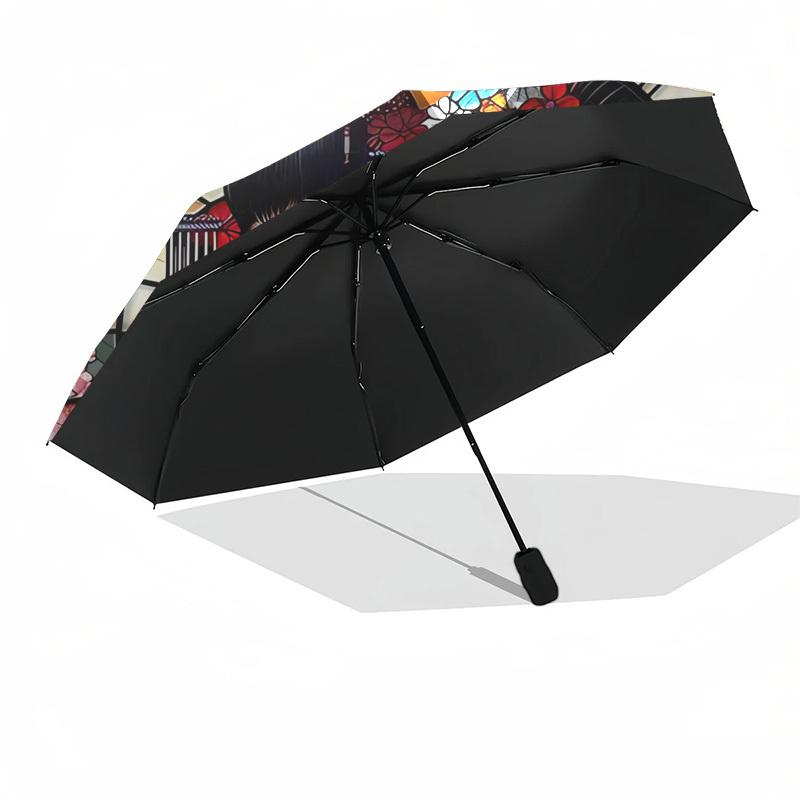 Geisha Themed Automatic Opening and Closing Umbrella, Brightly Colored 8 rib Portable Umbrella, Suitable for Men and Women, A Perfect Gift f