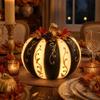 Black White Stripe Pumpkin Decoration Golden Pattern Halloween Ornament  Home Decoration
