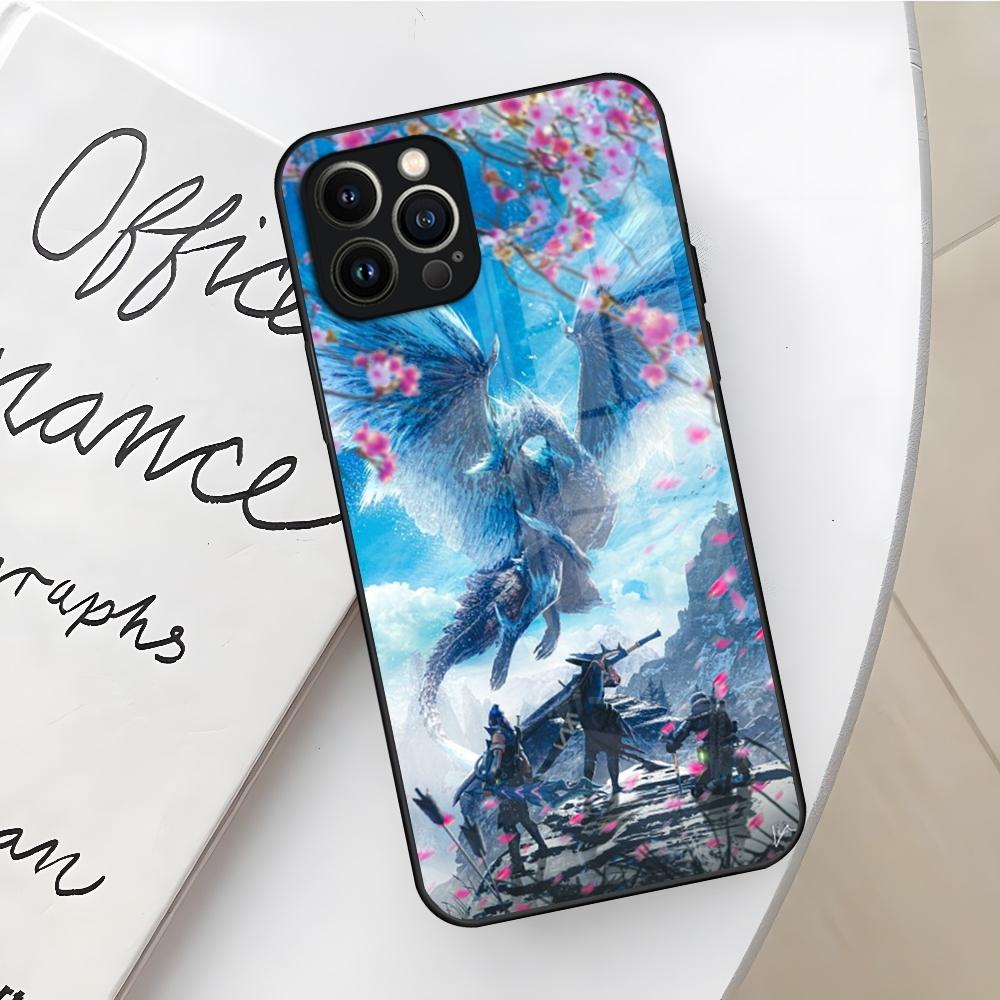 Чехол для телефона Monster Hunter World для iPhone 16 15 14 12 11 13 Pro Max Mini X Xr Xs Se 8 Plus Стеклянная крышка