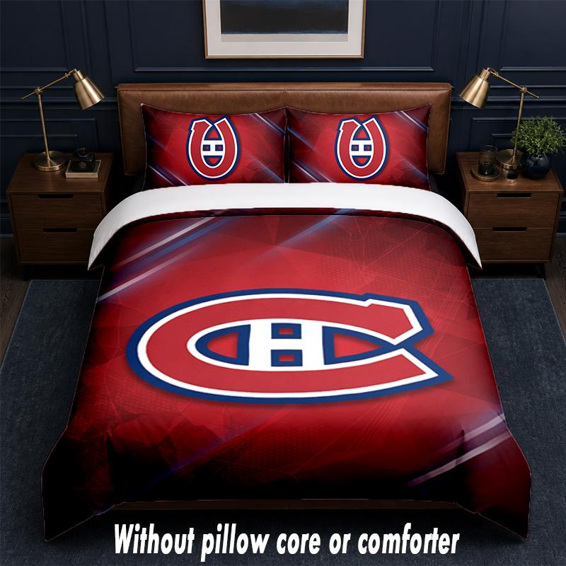 Дизайн Montreal Canadiens Комплект постельного белья 1 пододеяльник + 2 наволочки Мягкое дышащее домашнее постельное белье