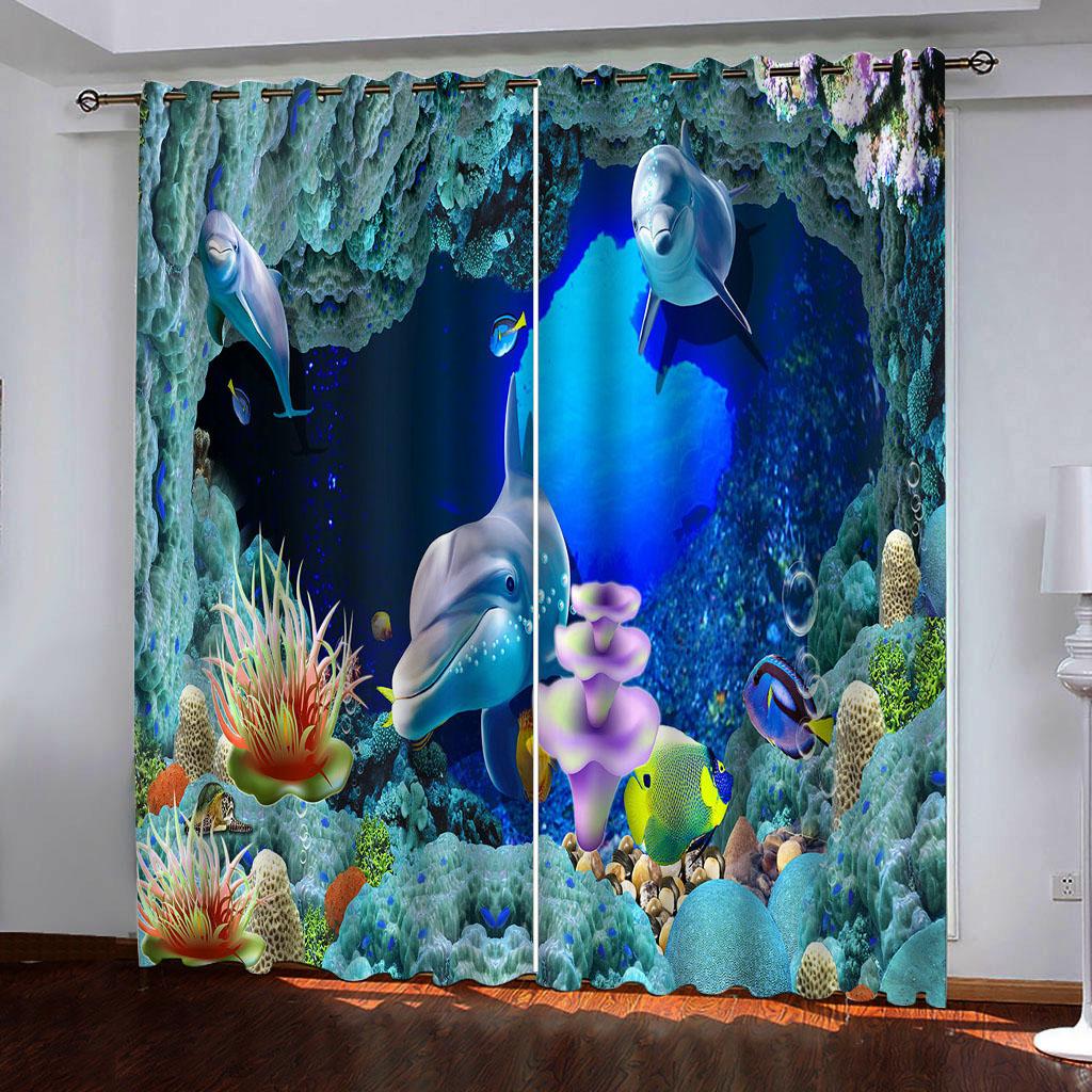 3D цифровая печать детская комната подводный мир Дельфин солнцезащитные шторы для гостиной спальни домашний декор кухонные шторы
