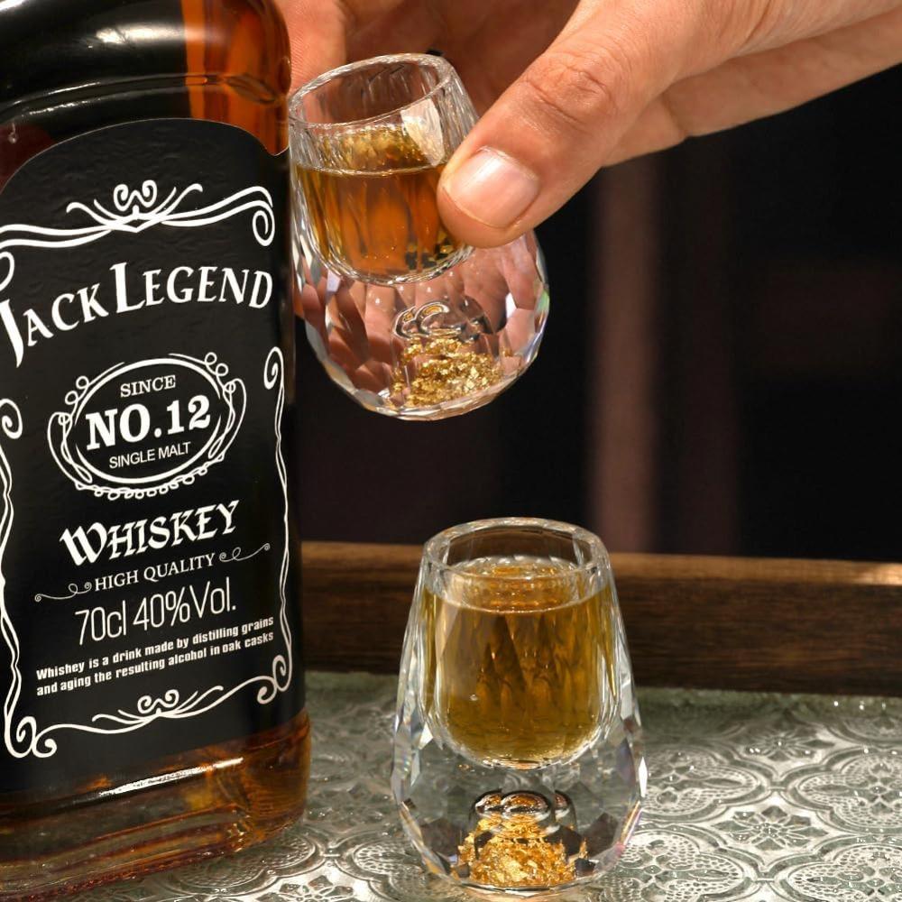 15 мл Хрустальный бокал для вина с золотой фольгой Набор из 1/2/6 штук, Роскошный бокал для виски, Не содержит БФА, Подходит для коллекции, украшения и празднования