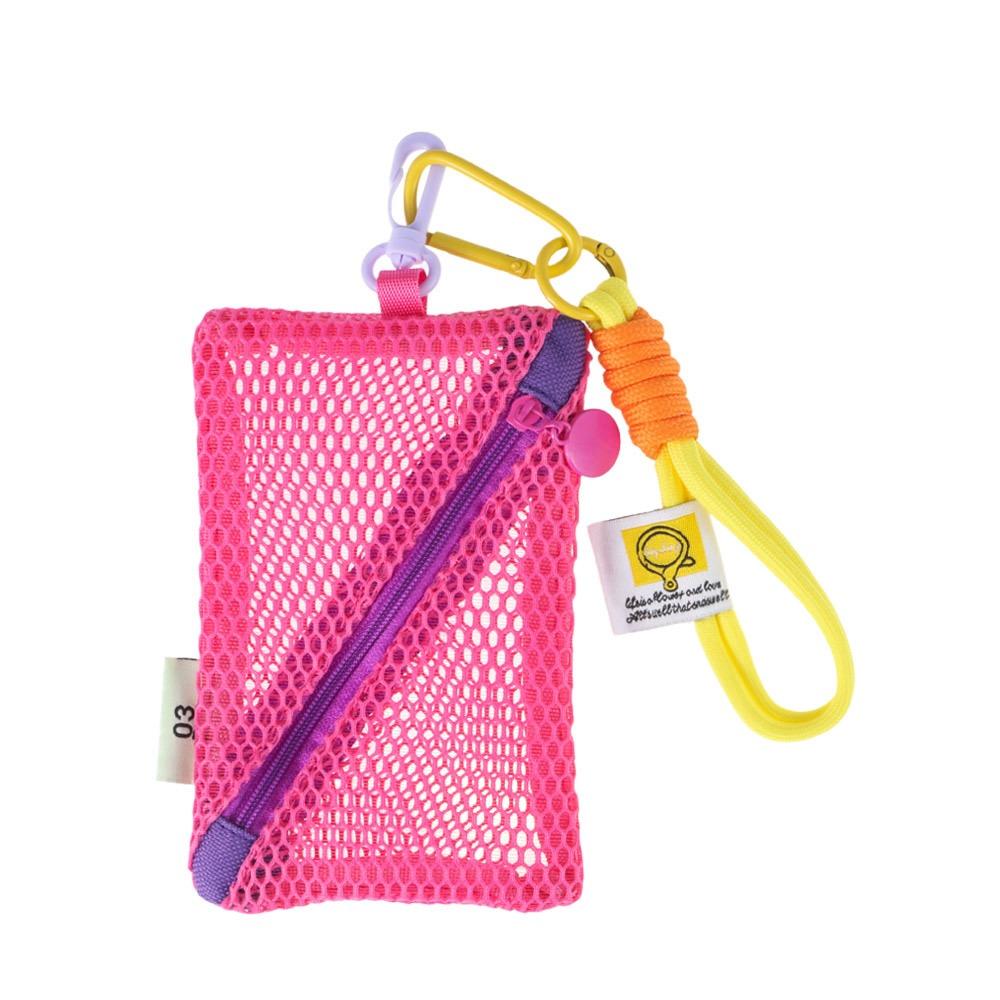 Сетчатая косметичка большой вместимости, цвет дофамина, кошелек для монет, прочная сумка для хранения