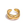 Yhpup New Stainless Steel Jewelry Minimalist Metal Golden 18 K PVD Plated Opening Ring for Women Bagues Pour Femme Party Gift