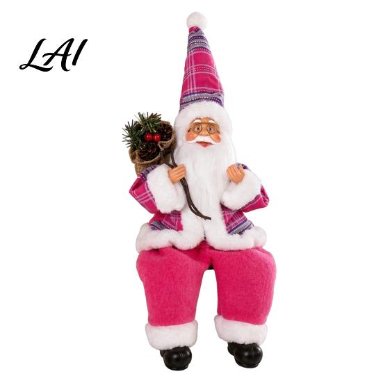 Indoor Festive Shelf Sitter Christmas Sitting Santa Claus Figurine Cute Doll with Gift Bag Winter Seasonal Room Accent And Presents for Holiday Home