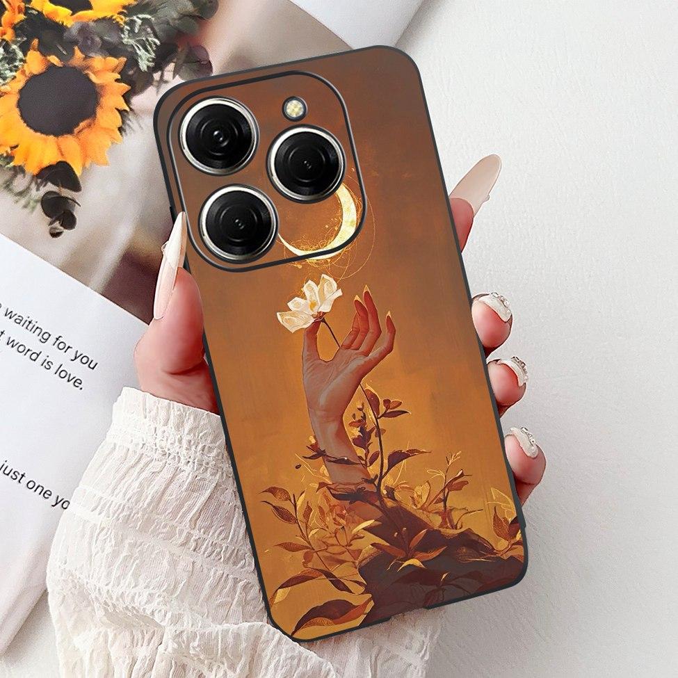 Для Tecno Spark 20 Pro KJ6 Задняя крышка Для Tecno Spark 20 Pro Чехол Черный Силикон Модный Роскошный Милый Мультяшный Ударопрочный Бампер