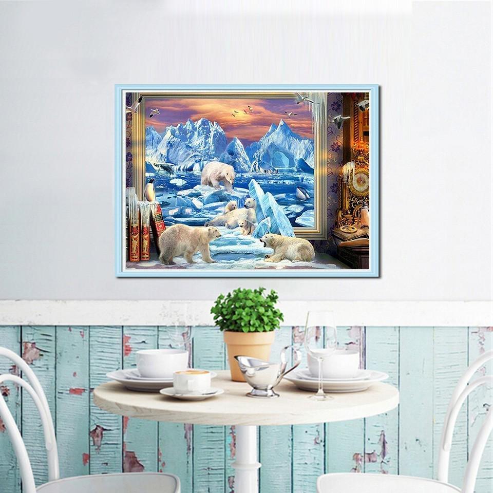 Алмазная картина, вышивка крестиком, Белый медведь, 5D Diy, животные, Алмазная мозаика, картина, стразы, детский декор, подарок