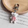 3D флокированный брелок в виде медведя с бантом, милый мультяшный брелок с животным, сумка, кулон, рюкзак, подвесное украшение для пары, подарки