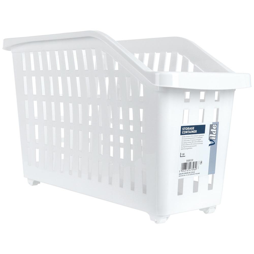 Storage Container On Wheels, White, Narrow, 13 L, 3 Pcs.